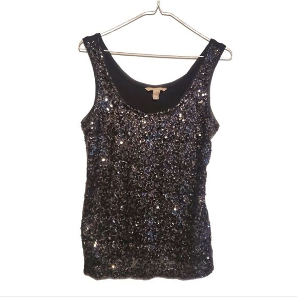 Banana Republic sequins black silver tank top size m - Picture 1 of 5